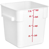 Choice 8 Qt. White Square Polypropylene Food Storage Container