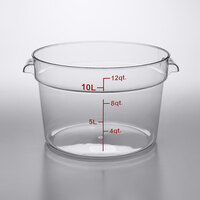 Choice 12 Qt. Clear Round Polycarbonate Food Storage Container with Red Gradations