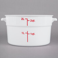 Choice 2 Qt. White Round Polypropylene Food Storage Container with Red Gradations