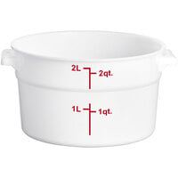 Choice 2 Qt. White Round Polypropylene Food Storage Container with Red Graduations