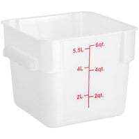 Choice 6 Qt. Translucent Square Polypropylene Food Storage Container with Red Graduations