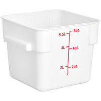 Choice 6 Qt. White Square Polypropylene Food Storage Container