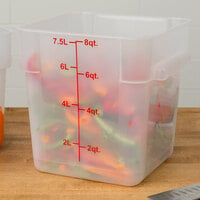 Choice 8 Qt. Translucent Square Polypropylene Food Storage Container with Red Gradations