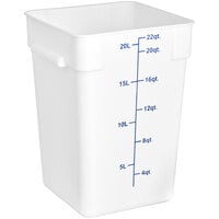 Choice 22 Qt. White Square Polypropylene Food Storage Container with Blue Graduations