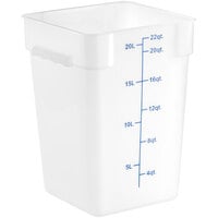 Choice 22 Qt. Translucent Square Polypropylene Food Storage Container with Blue Graduations