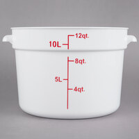 Choice 12 Qt. White Round Polypropylene Food Storage Container with Red Gradations