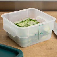 Choice 2 Qt. Translucent Square Polypropylene Food Storage Container with Green Gradations