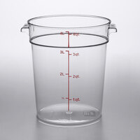 Choice 4 Qt. Clear Round Polycarbonate Food Storage Container with Red Gradations