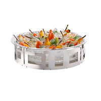 Rosseto SM187 7 3/4 inch Stainless Steel Round Ice Housing with Frosted Acrylic Insert and Drip Tray