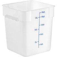 Choice 18 Qt. Translucent Square Polypropylene Food Storage Container with Blue Graduations