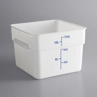 Choice 12 Qt. White Square Polypropylene Food Storage Container with Blue Gradations