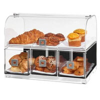 Rosseto BD128 3 Drawer Acrylic Dome Bakery Display Case with 3 Row Divider Tray - 19 1/8 inch x 12 13/16 inch x 15 inch