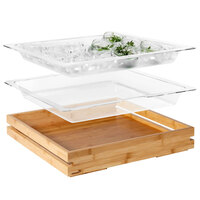 Rosseto SA117 Natura Clear Acrylic Large Bamboo Tray Insert and Tub - 20 inch x 20 inch x 3 3/4 inch