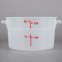 Choice 2 Qt. Translucent Round Polypropylene Food Storage Container with Red Gradations