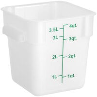 Choice 4 Qt. Translucent Square Polypropylene Food Storage Container with Green Graduations