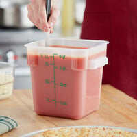 Choice 4 Qt. Translucent Square Polypropylene Food Storage Container with Green Graduations