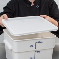 Choice 12, 18, and 22 Qt. White Square Polypropylene Food Storage Container Lid