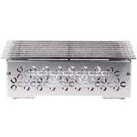 Rosseto SK043 Multi-Chef Iris 21 1/2" x 13 1/2" x 7 1/4" Stainless Steel Chafer Alternative Warmer with Grill-Top, Burner Stand, and Fuel Holder