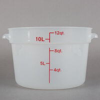 Choice 12 Qt. Translucent Round Polypropylene Food Storage Container with Red Gradations