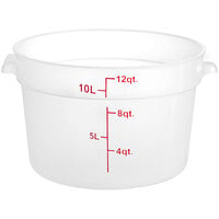 Choice 12 Qt. Translucent Round Polypropylene Food Storage Container with Red Graduations