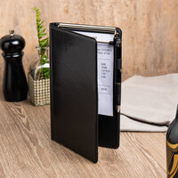 H. Risch, Inc. WPH DX CLIP 5 inch x 9 inch Black Vinyl Deluxe Server Book with Wallet Pocket and Clip
