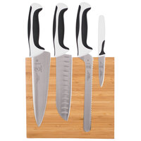 Mercer Culinary M21981WBH Millennia® 5-Piece Bamboo Magnetic Board and White Handle Knife Set
