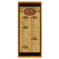 Menu Solutions WDSTR-BA Country Oak 4 1/4" x 11" Customizable Wood Menu Board with Top and Bottom Strips