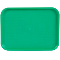 Choice 12 inch x 16 inch Green Plastic Fast Food Tray - 12/Pack