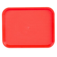 Choice 10 inch x 14 inch Red Plastic Fast Food Tray - 12/Pack