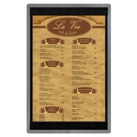 Menu Solutions WDSTR-A Ash 5 1/2" x 8 1/2" Customizable Wood Menu Board with Top and Bottom Strips