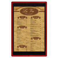 Menu Solutions WDSTR-A Berry 5 1/2" x 8 1/2" Customizable Wood Menu Board with Top and Bottom Strips