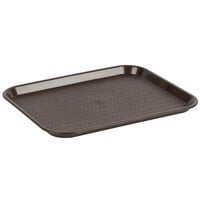 Choice 14" x 18" Chocolate Brown Plastic Fast Food Tray - 12/Pack