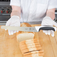 Mercer Culinary M23210WBH Millennia® 10 inch Wide Bread Knife with White Handle