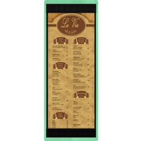 Menu Solutions WDSTR-BD Washed Teal 4 1/4" x 14" Customizable Wood Menu Board with Top and Bottom Strips