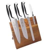 Mercer Culinary M21982WBH Millennia® 5-Piece Acacia Magnetic Board and White Handle Knife Set