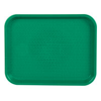 Choice 10 inch x 14 inch Green Plastic Fast Food Tray - 12/Pack
