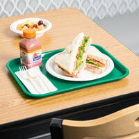 Choice 10 inch x 14 inch Green Plastic Fast Food Tray - 12/Pack