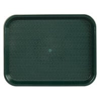 Choice 10 inch x 14 inch Forest Green Plastic Fast Food Tray - 12/Pack