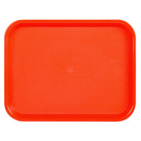 Choice 10 inch x 14 inch Orange Plastic Fast Food Tray - 12/Pack