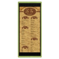 Menu Solutions WDSTR-BA Lime 4 1/4" x 11" Customizable Wood Menu Board with Top and Bottom Strips