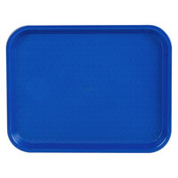 Choice 10 inch x 14 inch Blue Plastic Fast Food Tray - 12/Pack
