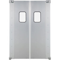 Regency Double Aluminum Swinging Traffic Door with 9 inch x 14 inch Window - 60 inch x 84 inch Door Opening