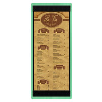 Menu Solutions WDSTR-BA Washed Teal 4 1/4" x 11" Customizable Wood Menu Board with Top and Bottom Strips