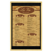 Menu Solutions WDSTR-A Natural 5 1/2" x 8 1/2" Customizable Wood Menu Board with Top and Bottom Strips