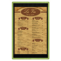 Menu Solutions WDSTR-A Lime 5 1/2" x 8 1/2" Customizable Wood Menu Board with Top and Bottom Strips