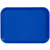 Choice 12 inch x 16 inch Blue Plastic Fast Food Tray - 12/Pack