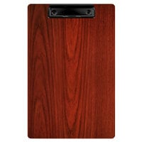 Menu Solutions WDCLIP-A Mahogany 5 1/2 inch x 8 1/2 inch Customizable Wood Menu Clip Board / Check Presenter