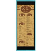 Menu Solutions WDSTR-BD Sky Blue 4 1/4" x 14" Customizable Wood Menu Board with Top and Bottom Strips