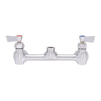 Fisher 61662 Backsplash Mounted 1/2" Stainless Steel Faucet Base with 8" Centers, Check Stems, Rigid Outlet, and Lever Handles