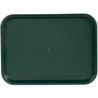Choice 12 inch x 16 inch Forest Green Plastic Fast Food Tray - 12/Pack